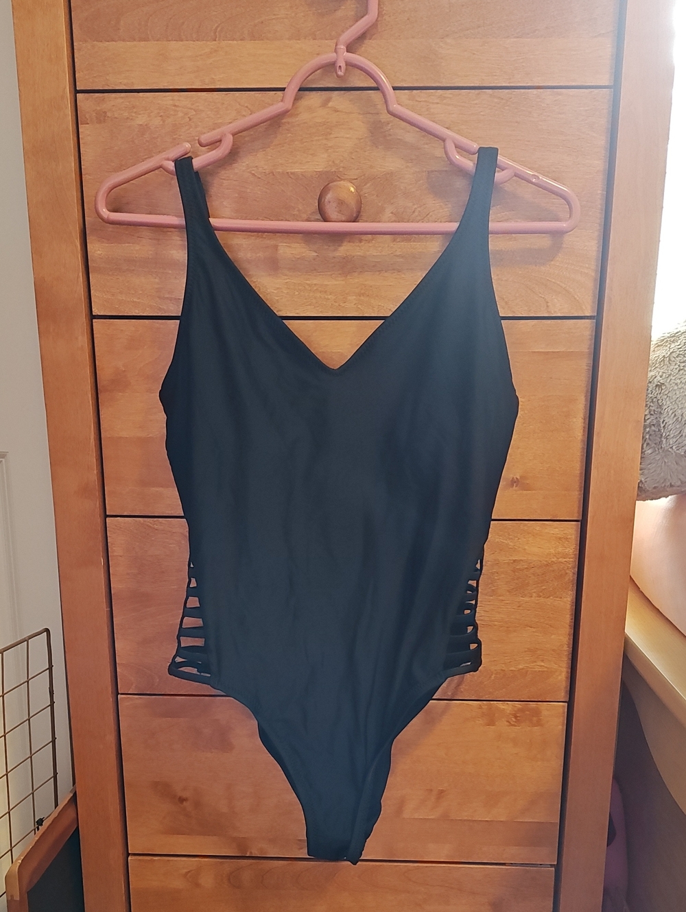Moschino Black One-Piece Swimsuit with Side Cutouts